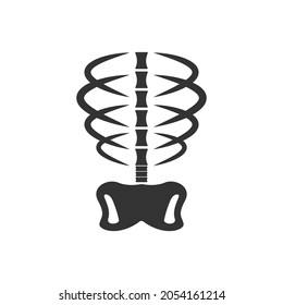 Human Ribs Icon. Flat Design Vector Illustration Isolated On White Background.