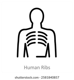 Human Ribs and skeleton icon concept