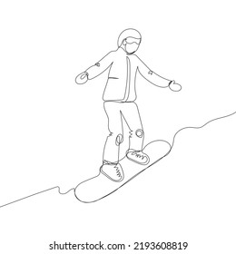 Human Riding Snowboard One Line Art Stock Vector (Royalty Free ...