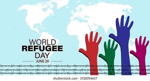 Human right day conceptWorld Refugee Day. 20 June-vector. International immigration concept background. Flat illustration or vector concept background for web design, banner.