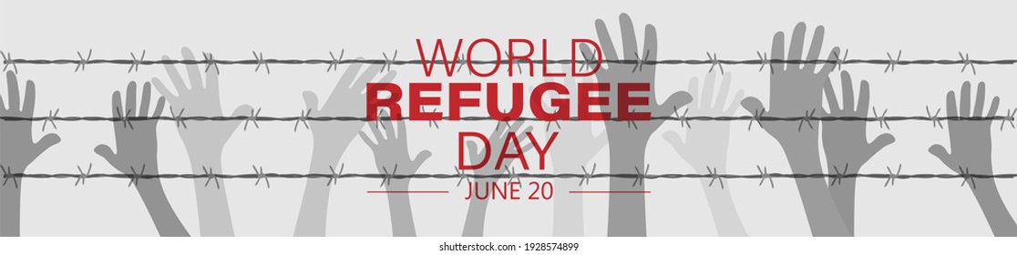 Concepto del Día de los Derechos HumanosDía Mundial de los Refugiados. 20 de junio vectorial. Antecedentes del concepto de inmigración internacional. Ilustración plana o fondo de concepto vectorial para diseño web, banner.