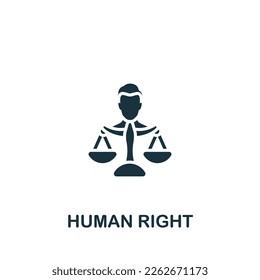 Human right icon. Monochrome simple sign from freedom collection. Human right icon for logo, templates, web design and infographics.