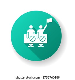 Human right protection green flat design long shadow glyph icon. People protest. Public demonstration. Activist fight for freedom. Collective movement. Silhouette RGB color illustration