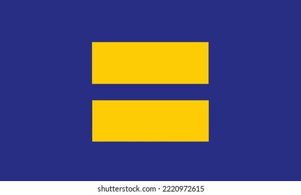 The Human Rights Campaign Flag Pride Vector Illustration Isolated. HRC Is An American LGBTQ Advocacy Group. The Largest LGBTQ Political Lobbying Organization Within The United States. Equality Flag.