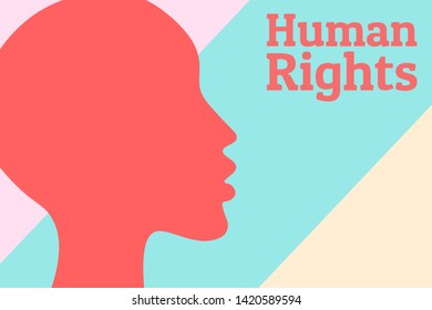 Human rights concept background. Silhouette of female head. Equality and feminism. Poster against discrimination