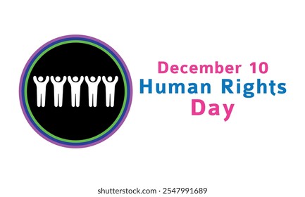 Human rights day awareness concept vector illustration  with hands up silhouette free vector.