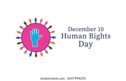 Human rights day awareness concept vector illustration  with hands up silhouette free vector.