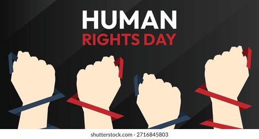 Human Rights Day background. Hand clenched upward design