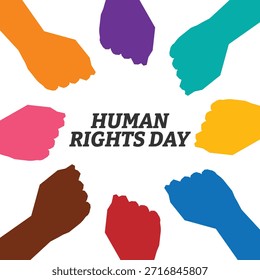 Human Rights Day background. Hand clenched upward design