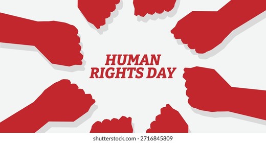 Human Rights Day background. Hand clenched upward design