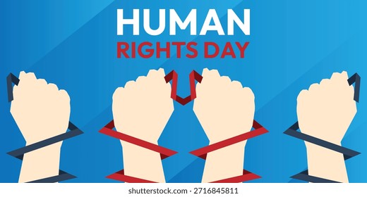 Human Rights Day background. Hand clenched upward design