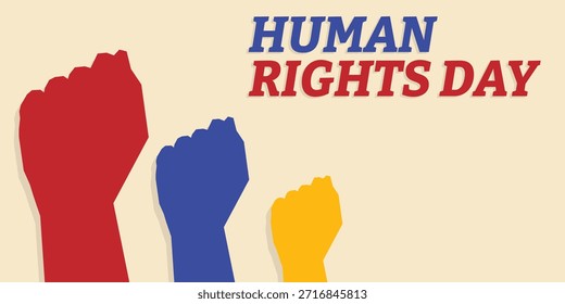 Human Rights Day background. Hand clenched upward design