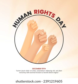 Human Rights Day background with raised hands