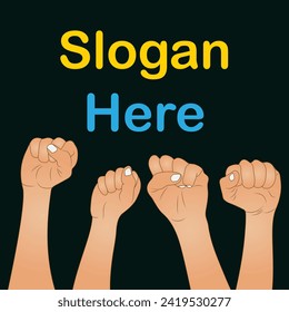 Human Rights day banner of diverse people hands with typography