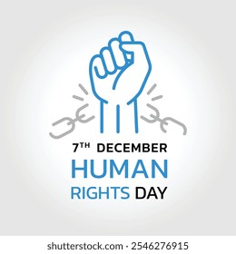 Human Rights Day concept illustrate with the hand of human raise up in blue color that is the international symbol for human rights awareness. Important day on 10 December. 