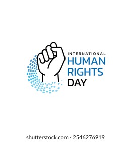 Human Rights Day concept illustrate with the hand of human raise up in blue color that is the international symbol for human rights awareness. Important day on 10 December. 