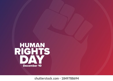 Día de los Derechos Humanos. 10 de diciembre. Concepto de vacaciones. Plantilla para fondo, banner, tarjeta, afiche con inscripción de texto. Ilustración del vector EPS10