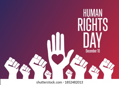 Human Rights Day. December 10. Holiday concept. Template for background, banner, card, poster with text inscription. Vector EPS10 illustration