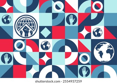 Human Rights Day. December 10. Seamless geometric pattern. Template for background, banner, card, poster. Vector EPS10 illustration