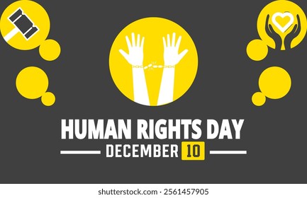 Human Rights Day. December 10 Vector illustration. Holiday concept. suitable for placard, background, Greeting Card, Poster design template with text inscription, standard Social Media Post.