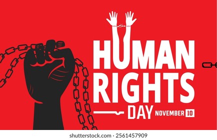 Human Rights Day. December 10 Vector illustration. Holiday concept. suitable for placard, background, Greeting Card, Poster design template with text inscription, standard Social Media Post.