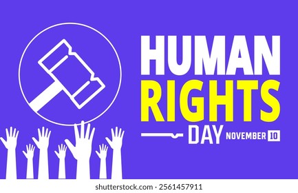 Human Rights Day. December 10 Vector illustration. Holiday concept. suitable for placard, background, Greeting Card, Poster design template with text inscription, standard Social Media Post.