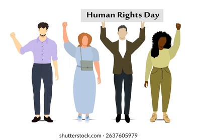 Human Rights Day December 10th. Concept of human solidarity and togetherness. Vector illustration Not AI generated