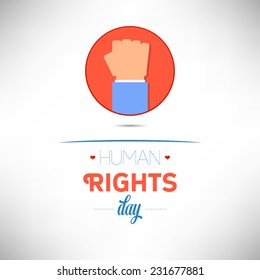 Human Rights Day flat design on calendar page, vector illustration. Important days series.