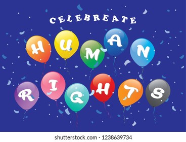 Human Rights Day with hand stamp colour Vector Illustration