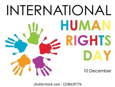 Human Rights Day with hand stamp colour Vector Illustration