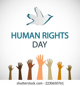 Human rights day hands, vector art illustration.