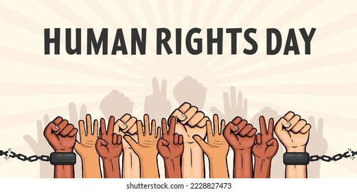 human rights day horizontal banner illustration