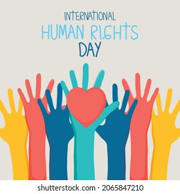 human rights day illustration with colorful hands