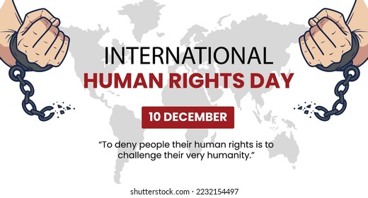 Human rights day illustration with  hand breaks the chain, Human rights day vector