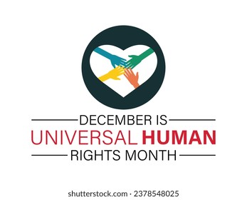 Human Rights Day is observed by the international community every year on 10 December. love with hand . Banner, poster, card, background design.