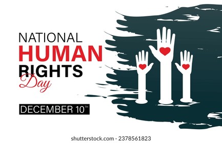 Human Rights Day is observed by the international community every year on 10 December. love with hand . Banner, poster, card, background design.