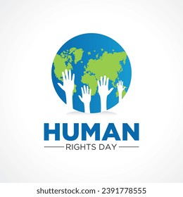 Human rights day is observed every year on december 10. Vector illustration on the theme of international human rights day. Template for banner, greeting card, poster with background.