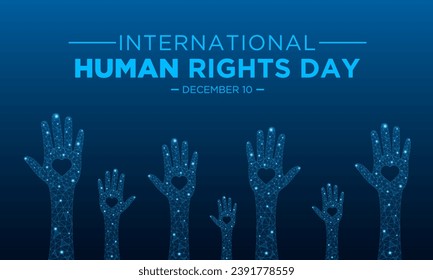 Human rights day is observed every year on december 10. Vector illustration on the theme of international human rights day. Template for banner, greeting card, poster with background.