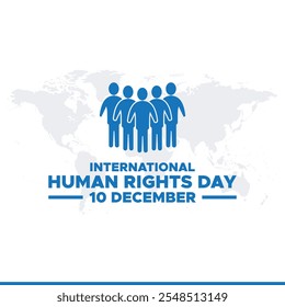 El día de los derechos humanos se celebra cada año el 10 de diciembre. Ilustración vectorial sobre el Día Internacional de los Derechos Humanos. Plantilla para el Anuncio, tarjeta de felicitación, cartel con fondo.
