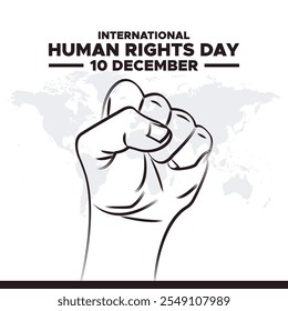 El día de los derechos humanos se celebra cada año el 10 de diciembre. Ilustración vectorial sobre el Día Internacional de los Derechos Humanos. Plantilla para el Anuncio, tarjeta de felicitación, cartel con fondo.