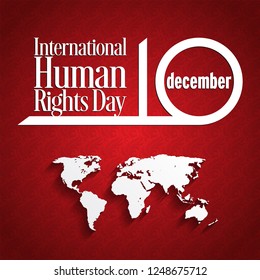 Human Rights Day on red background.