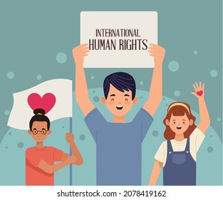 human rights day postcard with persons