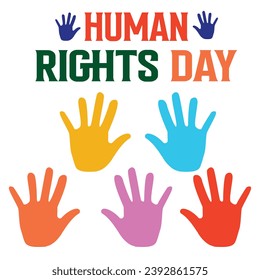 human rights day poster design with hands vector. 