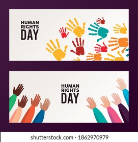 human rights day poster with hands colors print vector illustration design