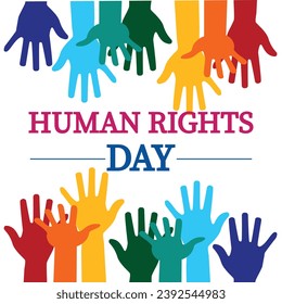 Human Rights Day poster template with hands vector.