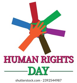Plantilla de afiche del Día de los Derechos Humanos con vector de manos.