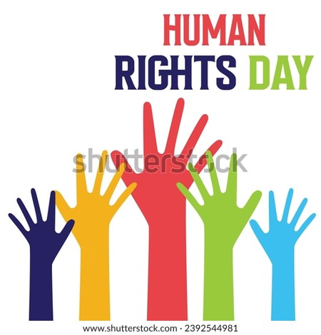 Human Rights Day poster template with hands vector.