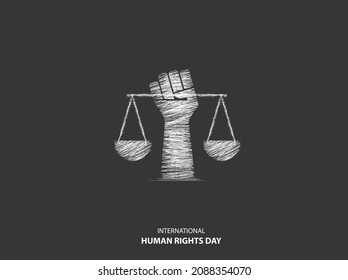 Human Rights Day sketch drawing. International human rights day concept. vector illustrations