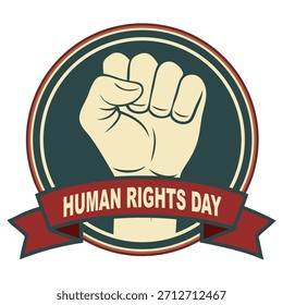Human Rights Day sticker, vector illustration