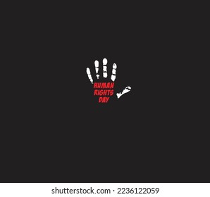 Concepto vectorial del Día de los Derechos Humanos. Tierra y letra a mano. Aislado en fondo negro. ilustraciones vectoriales. 